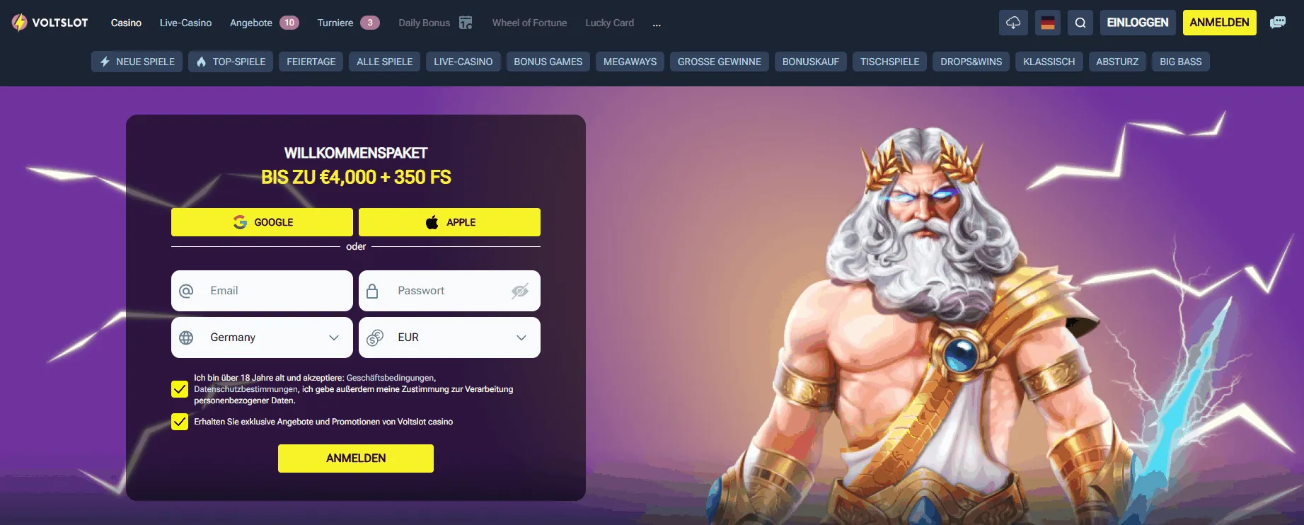 VoltSlot Casino Startseite